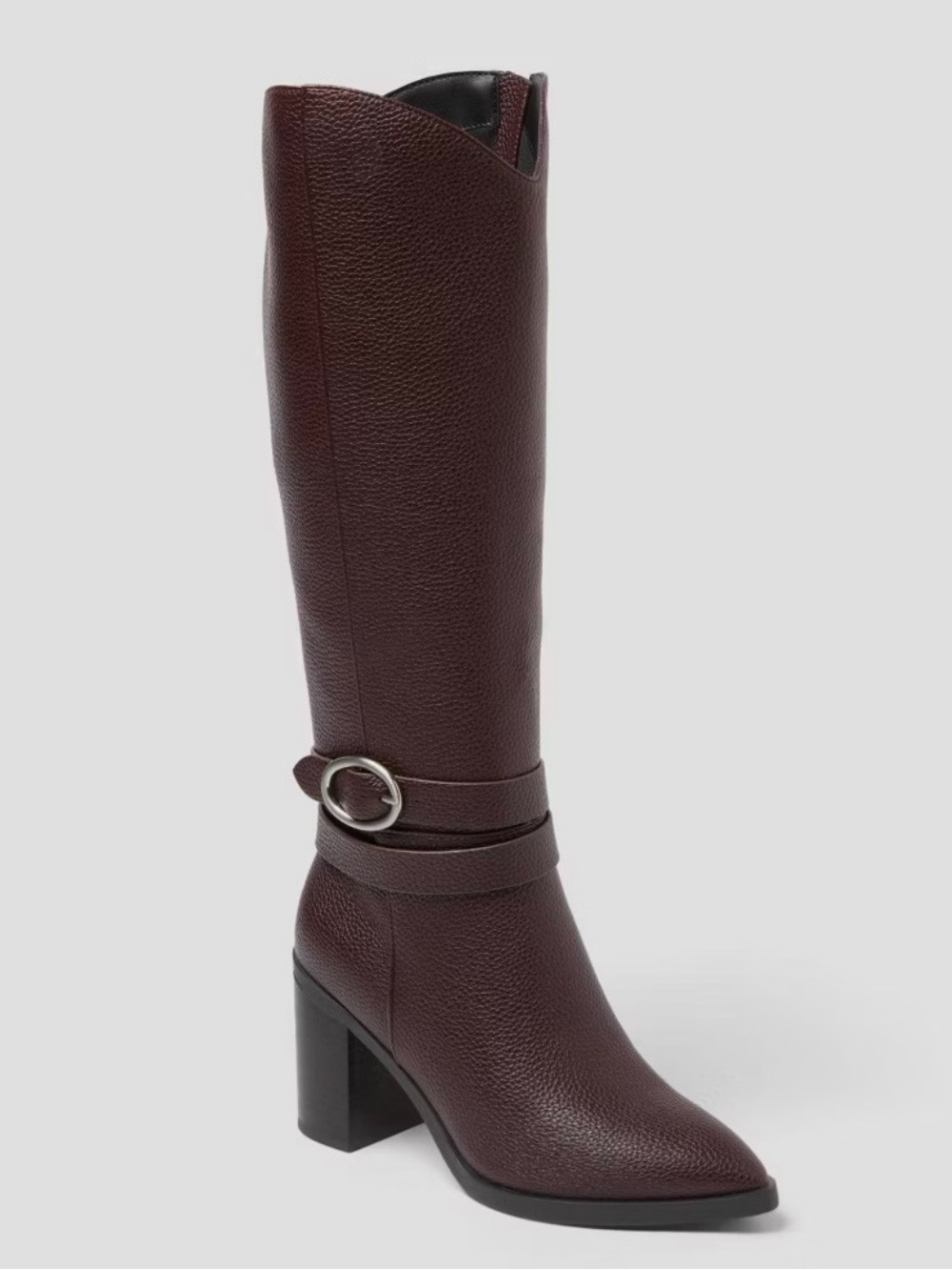 Rhonda Faux Pebbled Leather Tall Heeled Boots, Burgundy, US Sz 7, NWB a new day